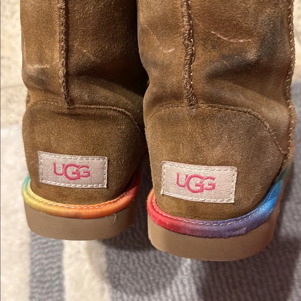 Amazing UGG Brown Boots with Rainbow Sole - Picture 2 of 8